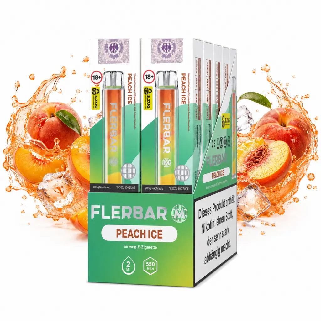 FLERBAR 600 Peach Ice 10er Pack – 20 mg/ml – 600 Züge