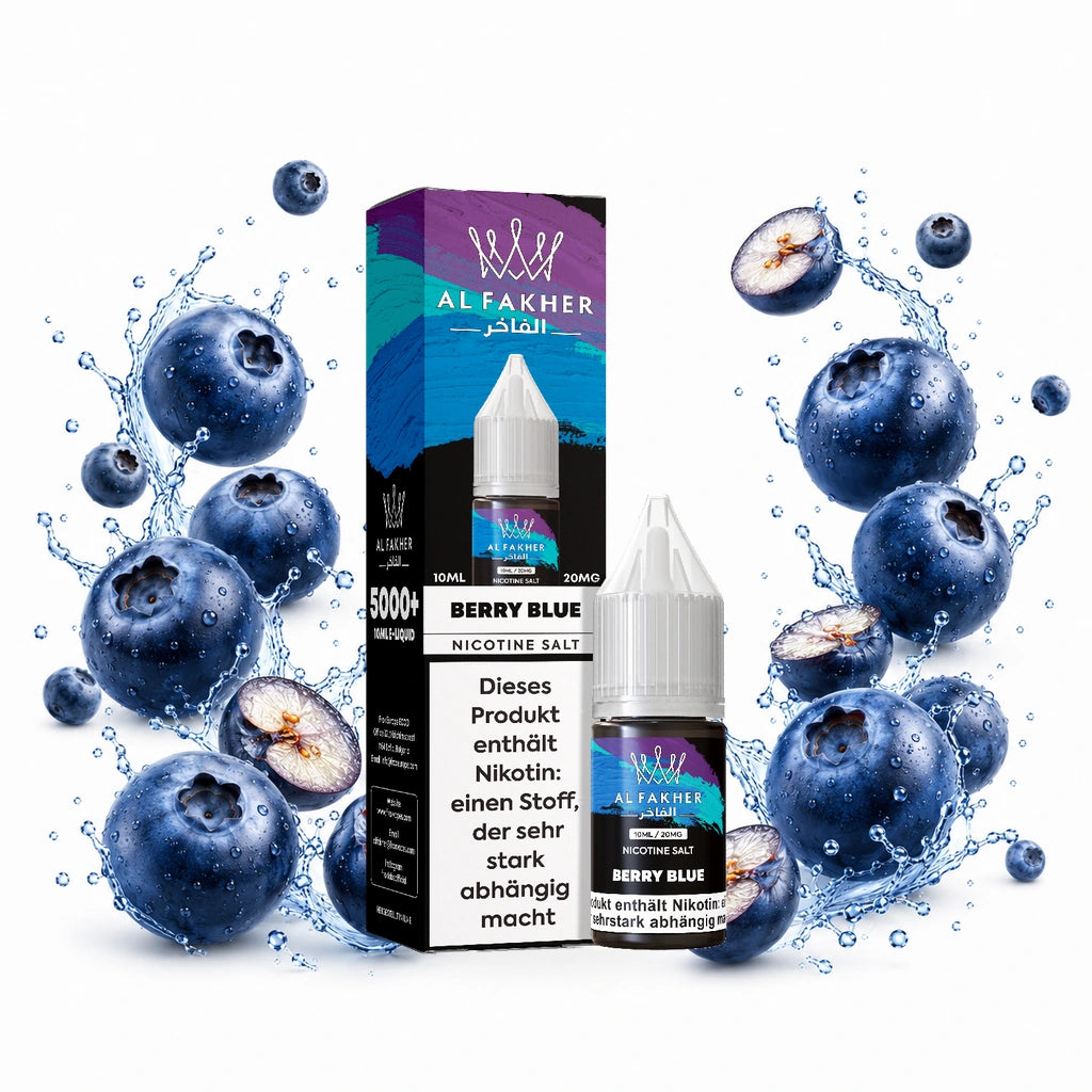 AL FAKHER Berry Blue 20 mg/ml – Verpackung und 10-ml-Flasche