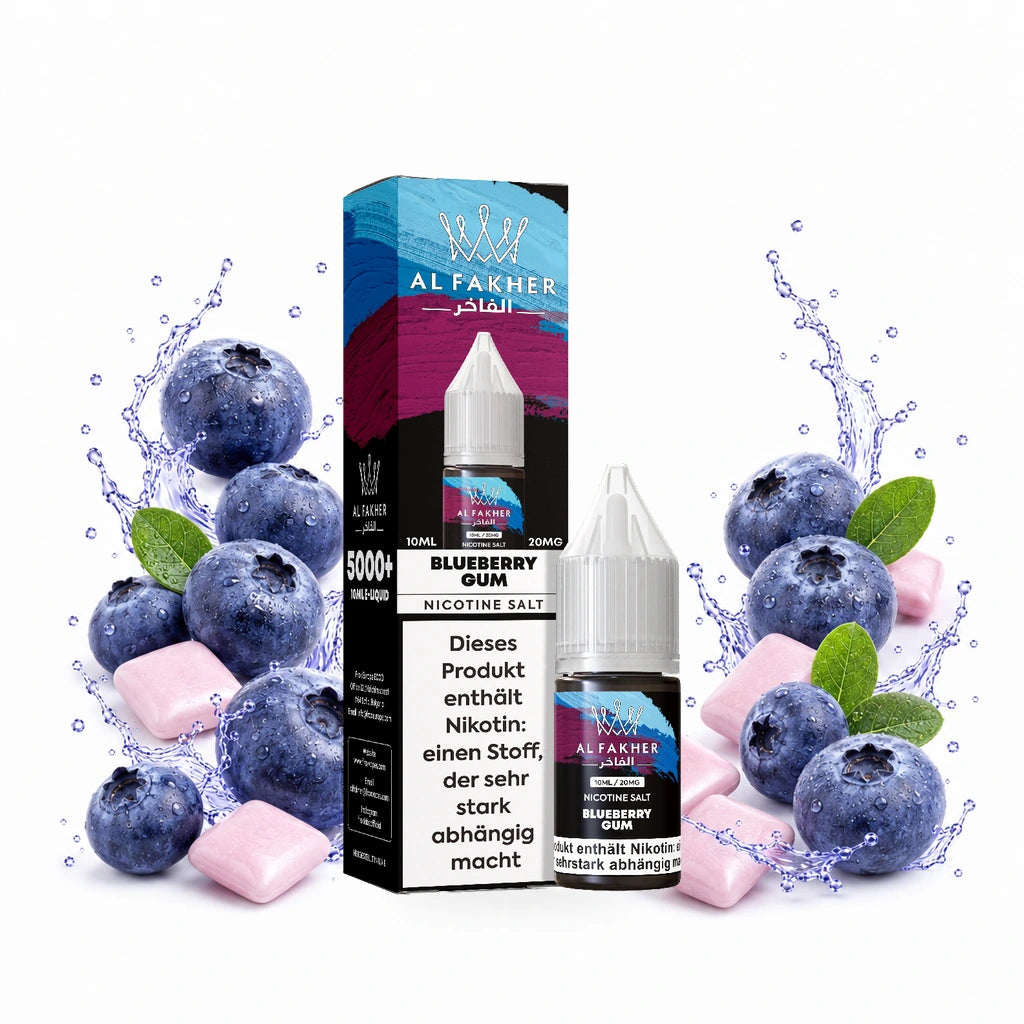AL FAKHER Blueberry Gum 20 mg/ml – Verpackung und 10-ml-Flasche