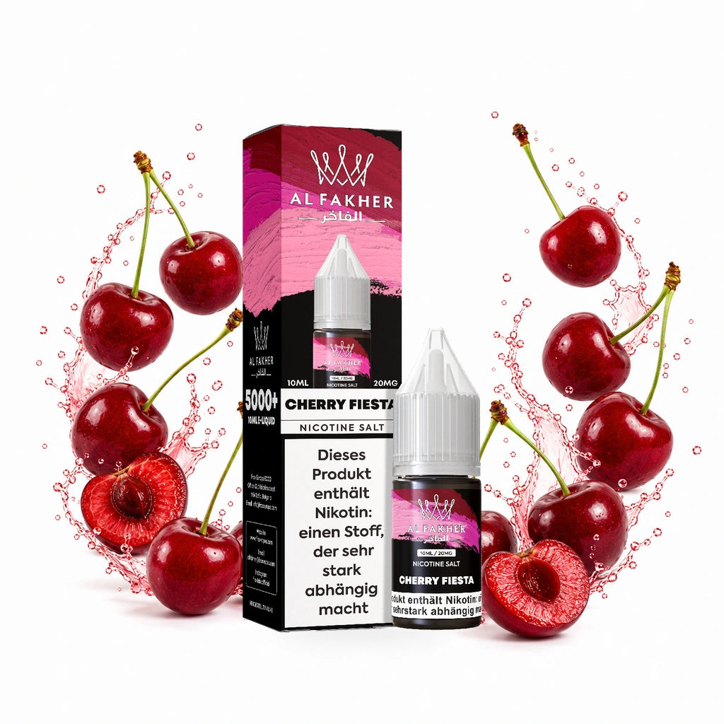 AL FAKHER Cherry Fiesta 20 mg/ml – Verpackung und 10-ml-Flasche
