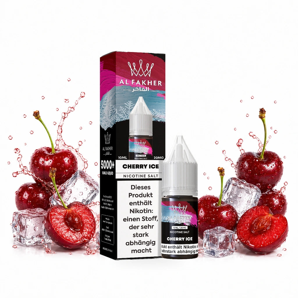 AL FAKHER Cherry Ice 20 mg/ml – Verpackung und 10-ml-Flasche