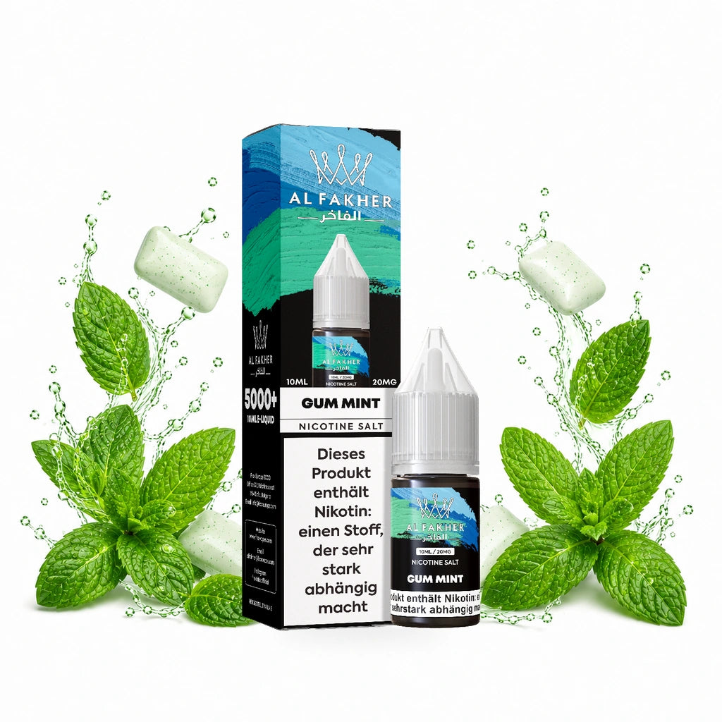AL FAKHER Gum Mint 20 mg/ml – Verpackung und 10-ml-Flasche