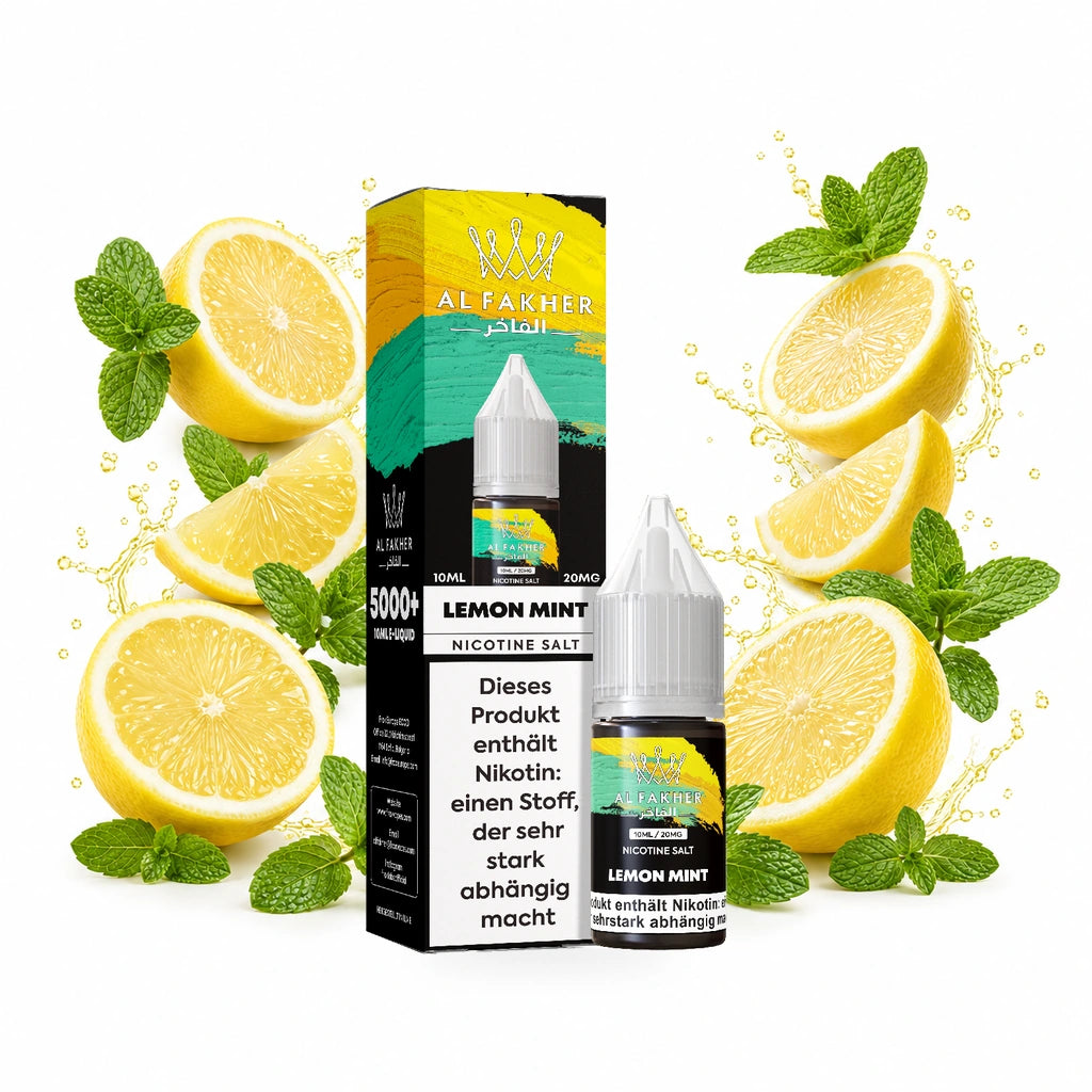 AL FAKHER Lemon Mint 20 mg/ml – Verpackung und 10-ml-Flasche