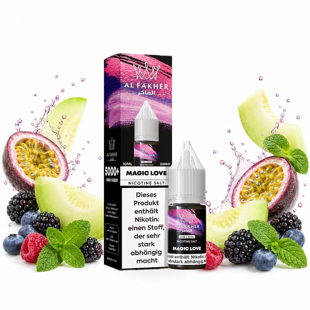 AL FAKHER Magic Love 20 mg/ml – Verpackung und 10-ml-Flasche