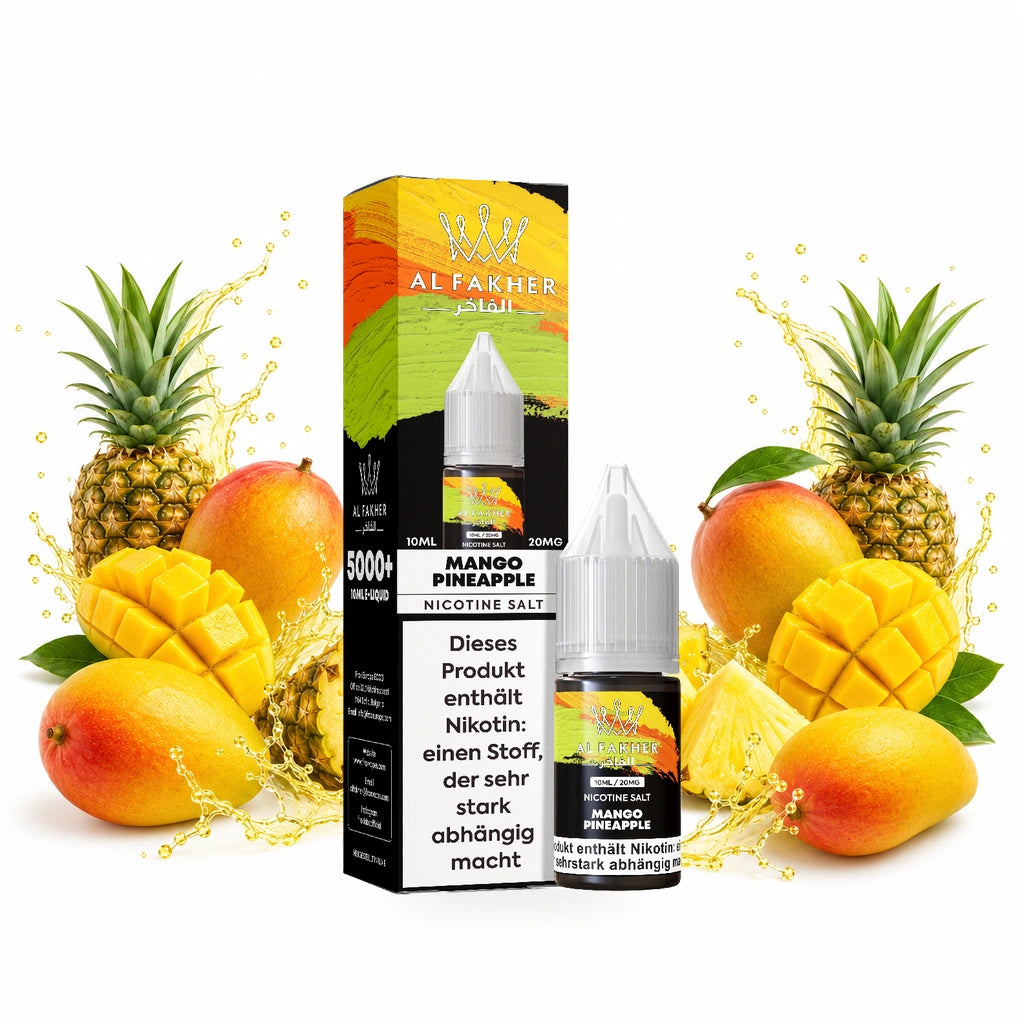 AL FAKHER Mango Pineapple 20 mg/ml – Verpackung und 10-ml-Flasche