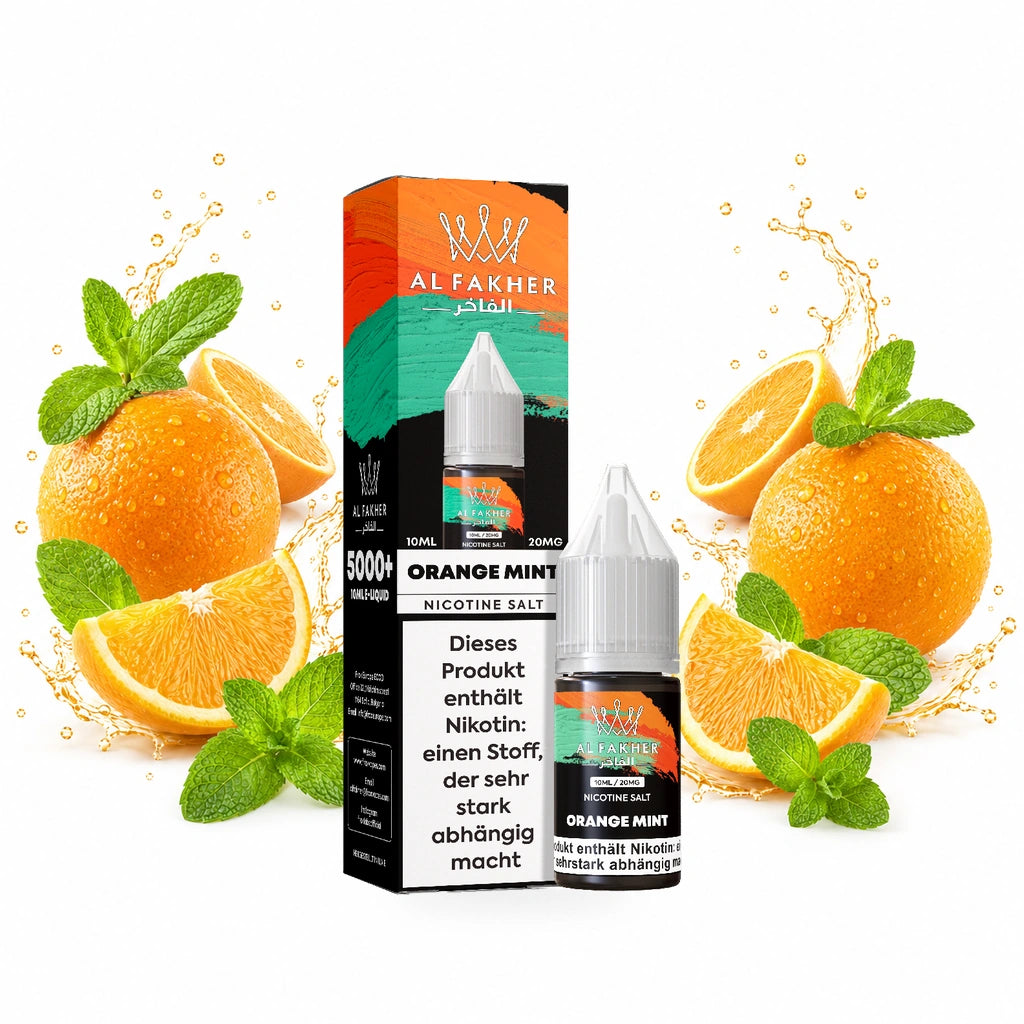 AL FAKHER Orange Mint 20 mg/ml – Verpackung und 10-ml-Flasche