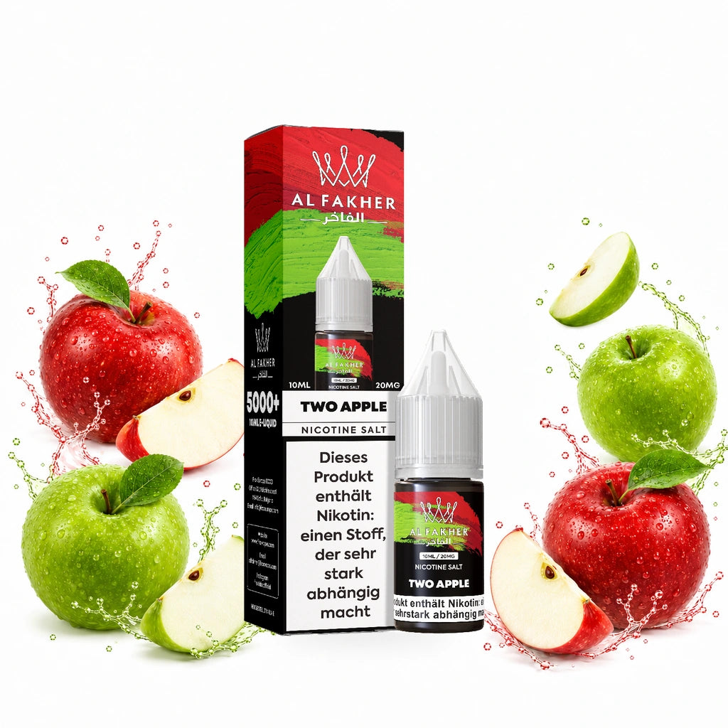 AL FAKHER Two Apple 20 mg/ml – Verpackung und 10-ml-Flasche
