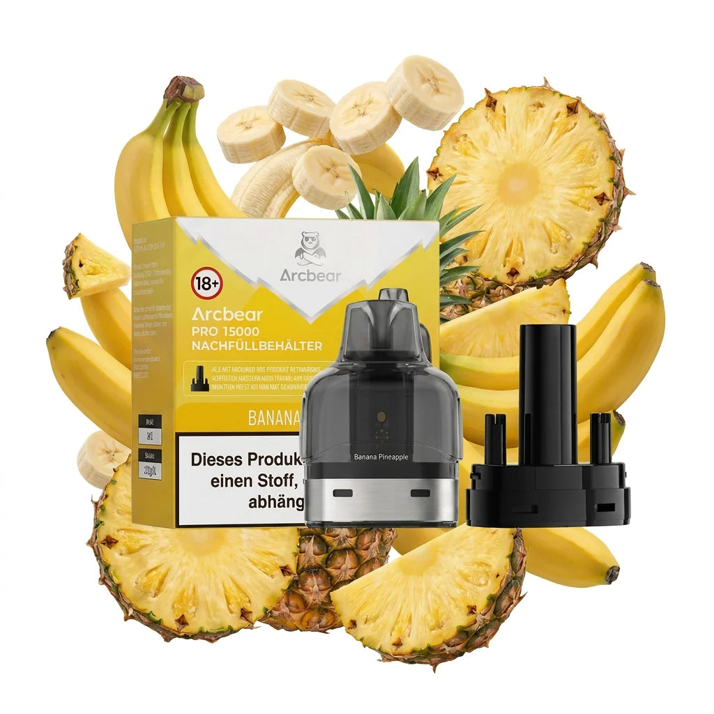 Arcbear 15K Pro Pod Banana Pineapple mit Verpackung und Nachfüllbehälter