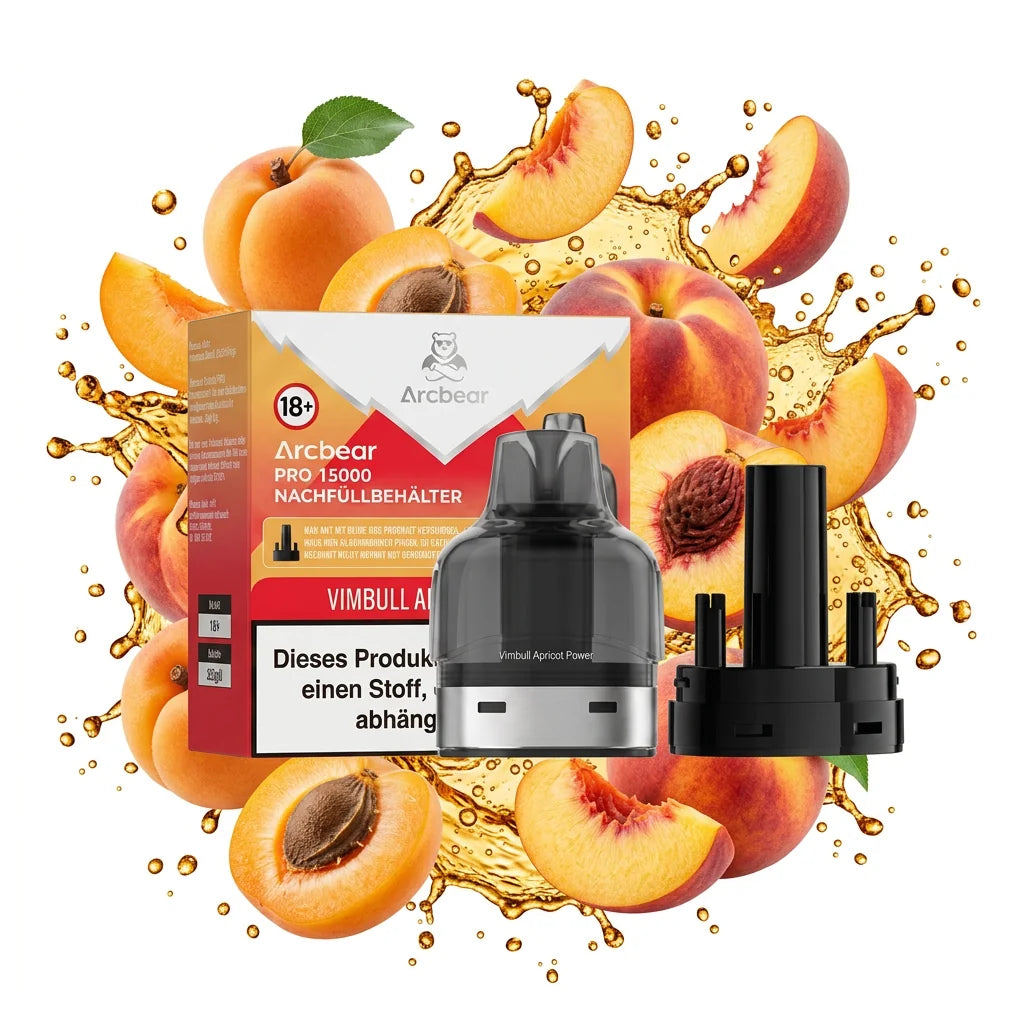 Arcbear 15K Pro Pod Vimbull Apricot Peach mit Verpackung und Nachfüllbehälter