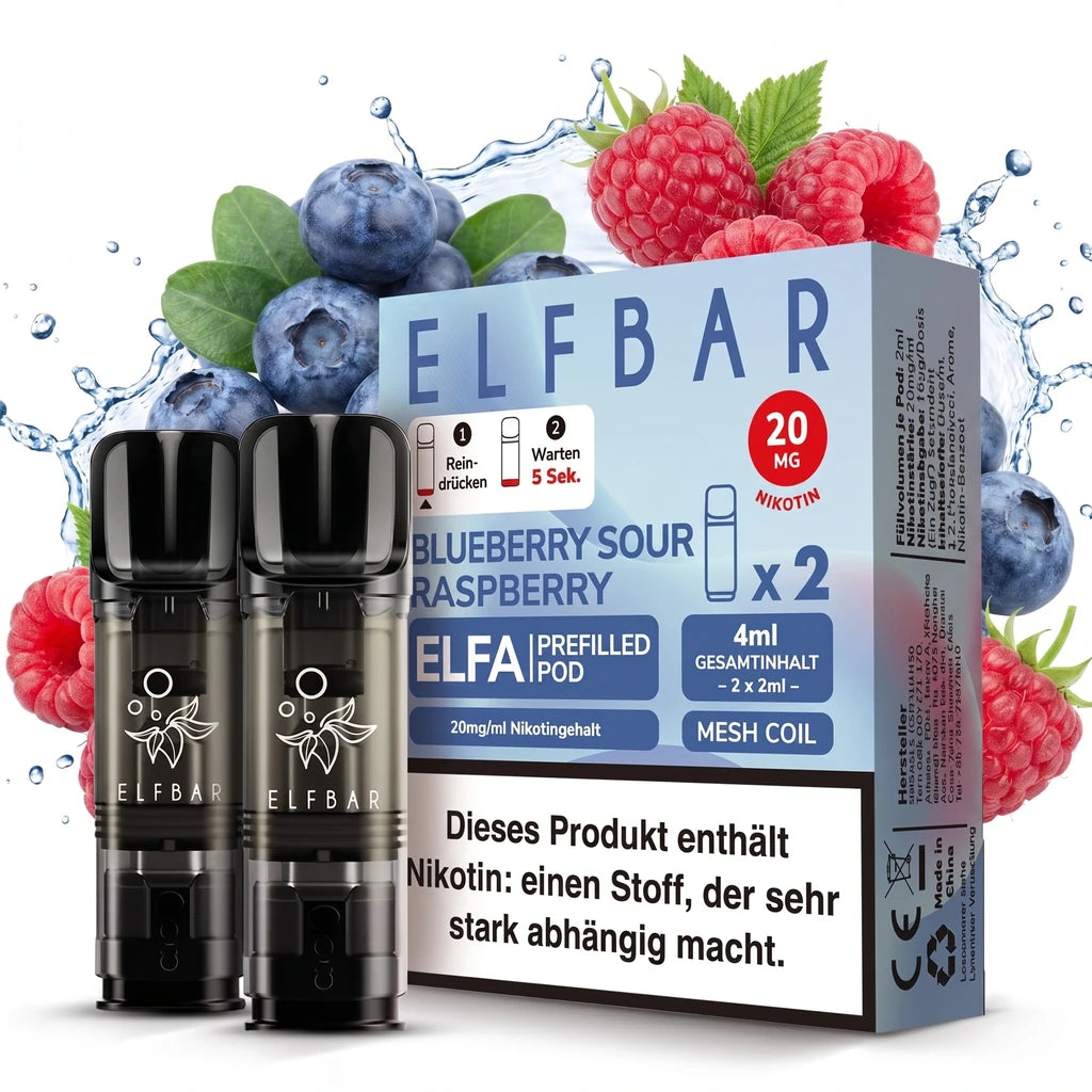 ELFBAR ELFA Prefilled Pods – Blueberry Sour Raspberry – 20 mg/ml – 2er-Pack