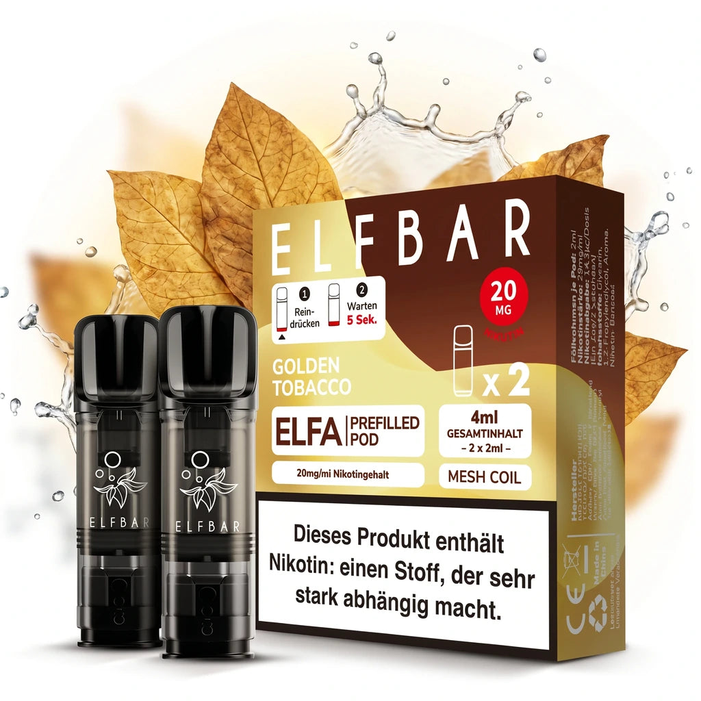 ELFBAR ELFA Prefilled Pods – Golden Tobacco – 20 mg/ml – 2er-Pack