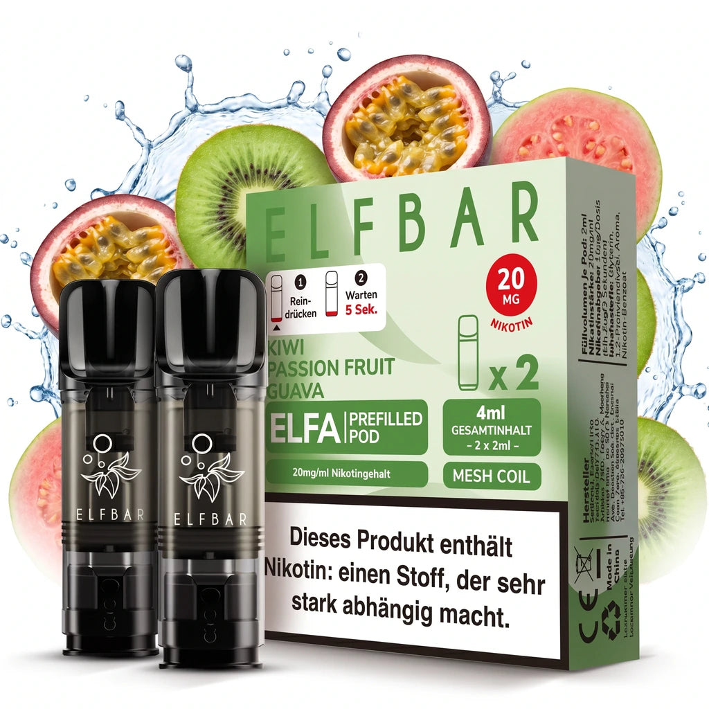 ELFBAR ELFA Prefilled Pods – Kiwi Passion Fruit Guava – 20 mg/ml – 2er-Pack