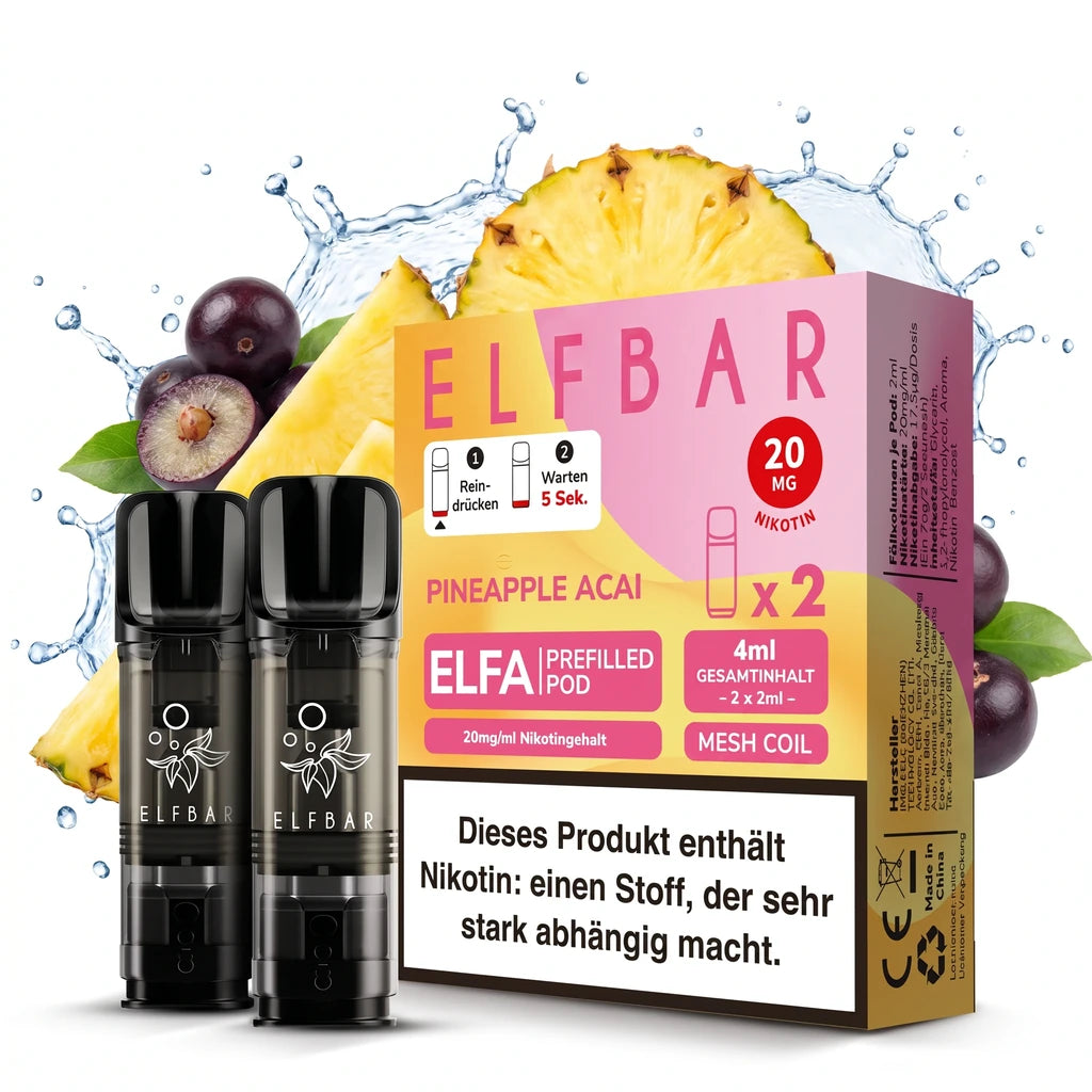 ELFBAR ELFA Prefilled Pods – Pineapple Acai – 20 mg/ml – 2er-Pack