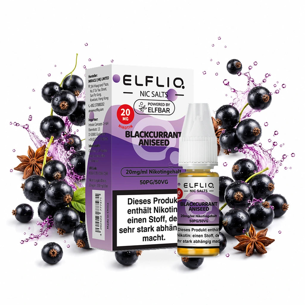 ELFBAR ELFLIQ Blackcurrant Aniseed 20 mg/ml – 10 ml Nikotinsalz-Liquid