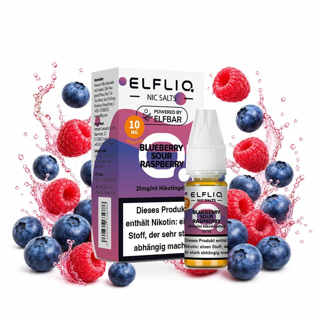 ELFBAR ELFLIQ Blueberry Sour Raspberry 10 mg/ml – 10 ml Nikotinsalz-Liquid Elfbar