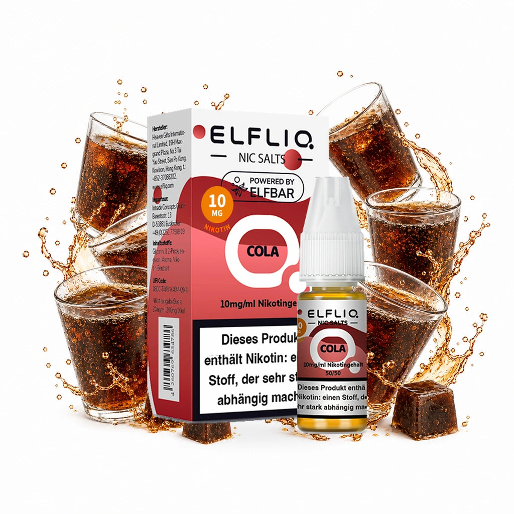 ELFBAR ELFLIQ Cola 10 mg/ml – Verpackung und 10-ml-Flasche