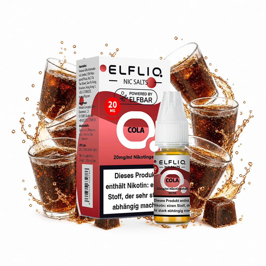 ELFBAR ELFLIQ Cola 20 mg/ml – Verpackung und 10-ml-Flasche