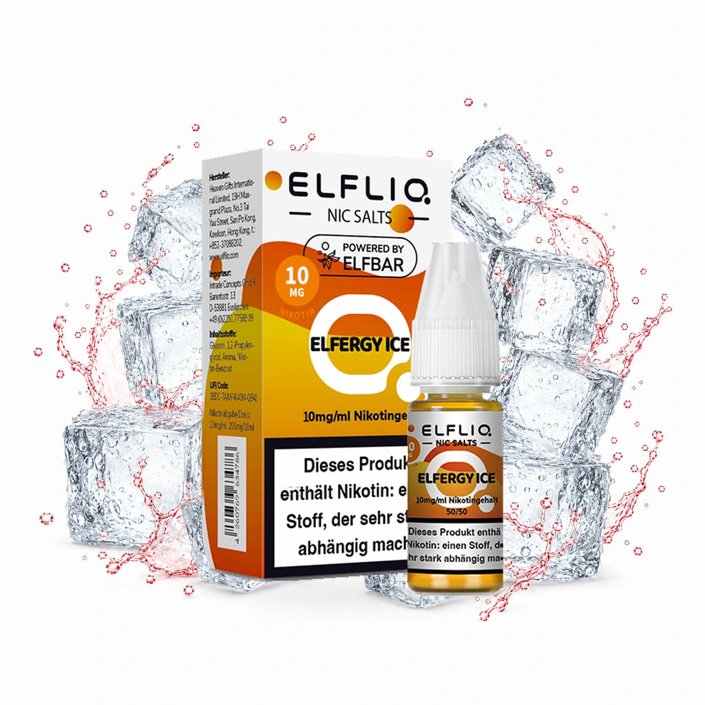 ELFBAR ELFLIQ Elfergy Ice 10 mg/ml – Verpackung und 10-ml-Flasche