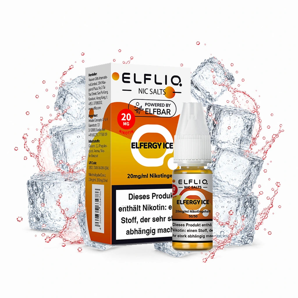 ELFBAR ELFLIQ Elfergy Ice 20 mg/ml – Verpackung und 10-ml-Flasche