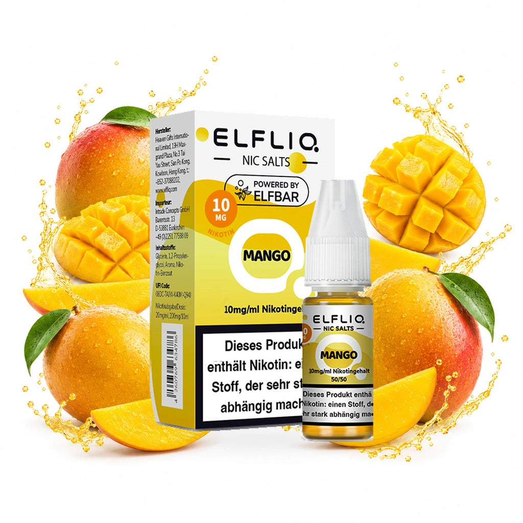 ELFBAR ELFLIQ Mango 10 mg/ml – Verpackung und 10-ml-Flasche