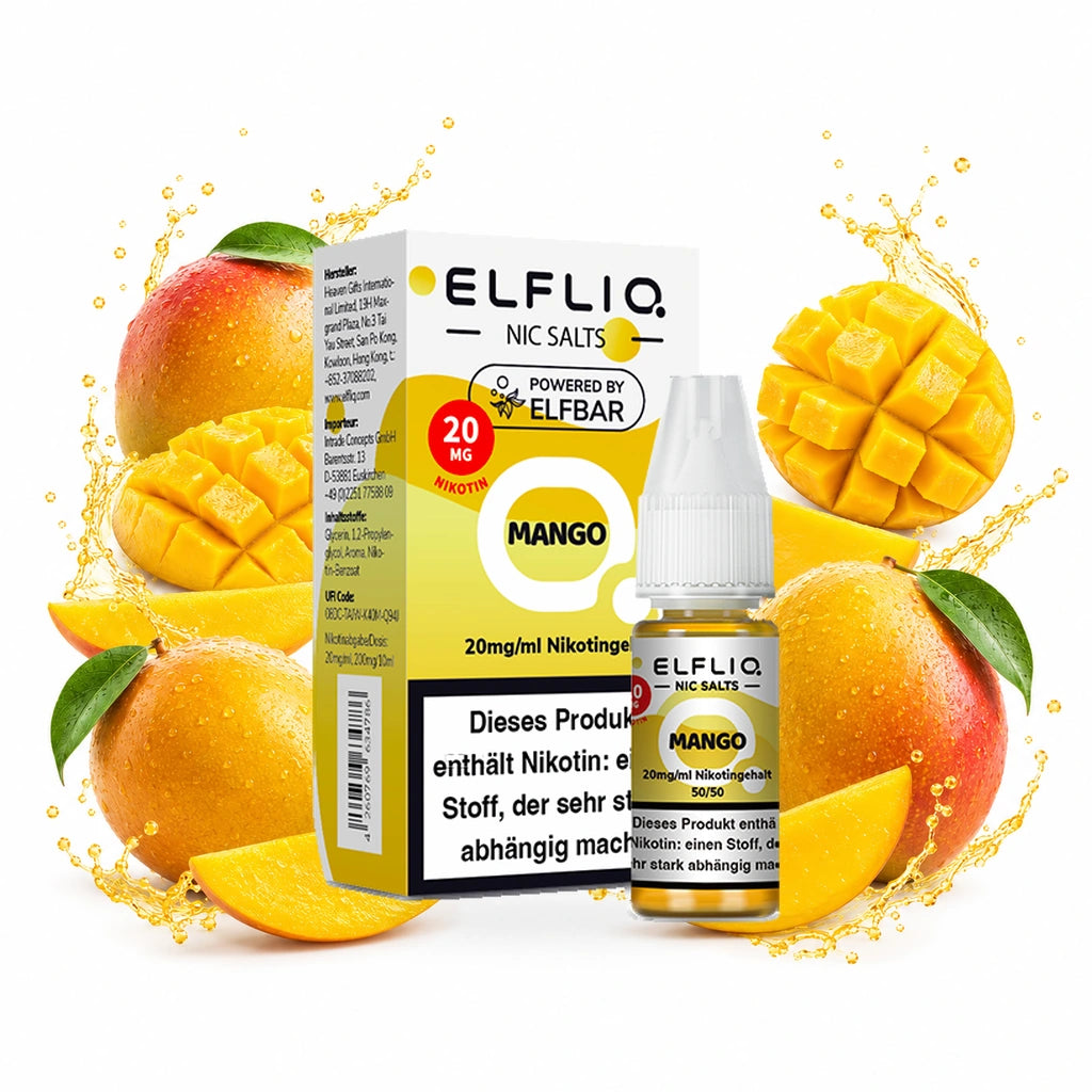 ELFBAR ELFLIQ Mango 20 mg/ml – Verpackung und 10-ml-Flasche