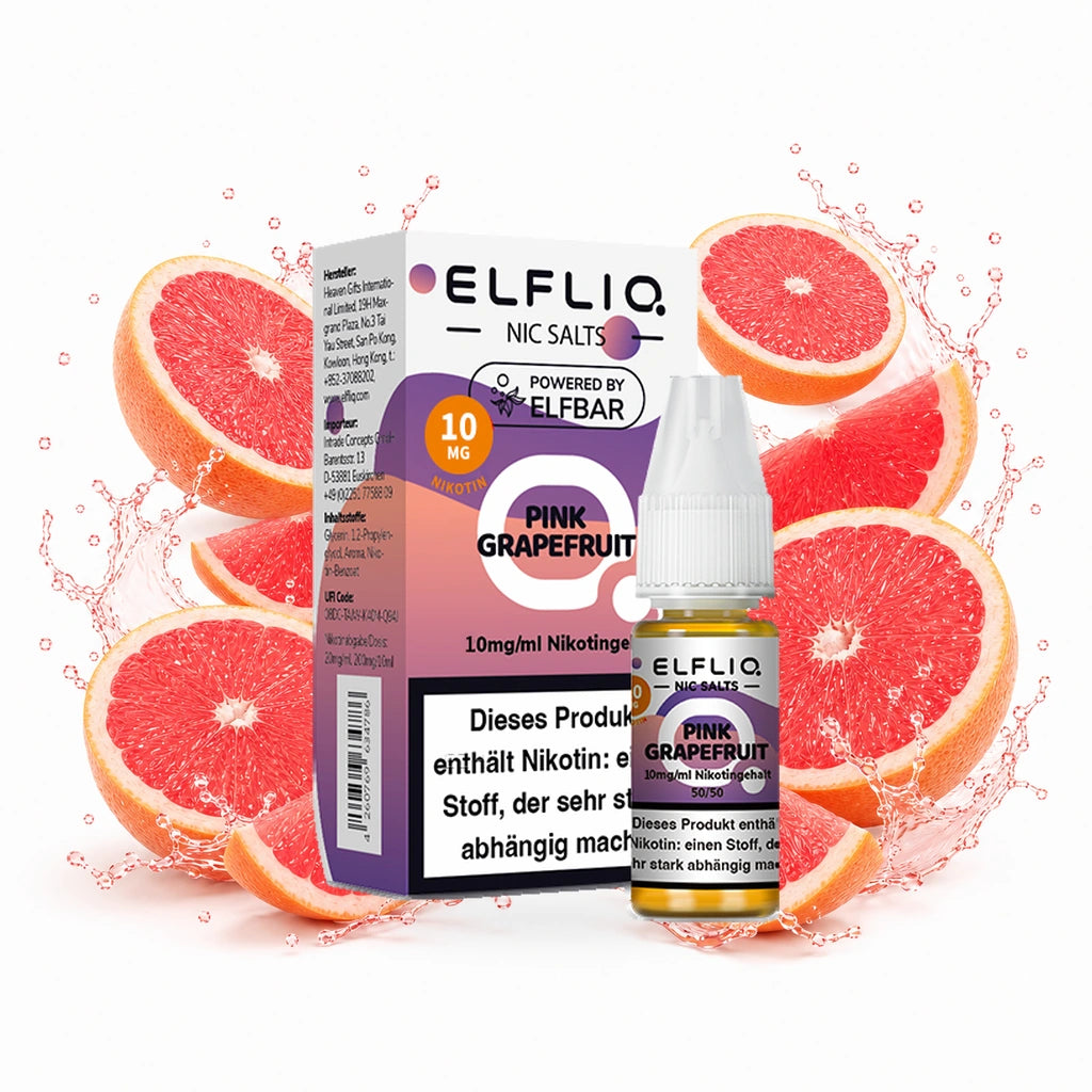 ELFBAR ELFLIQ Pink Grapefruit 10 mg/ml – Verpackung und 10-ml-Flasche