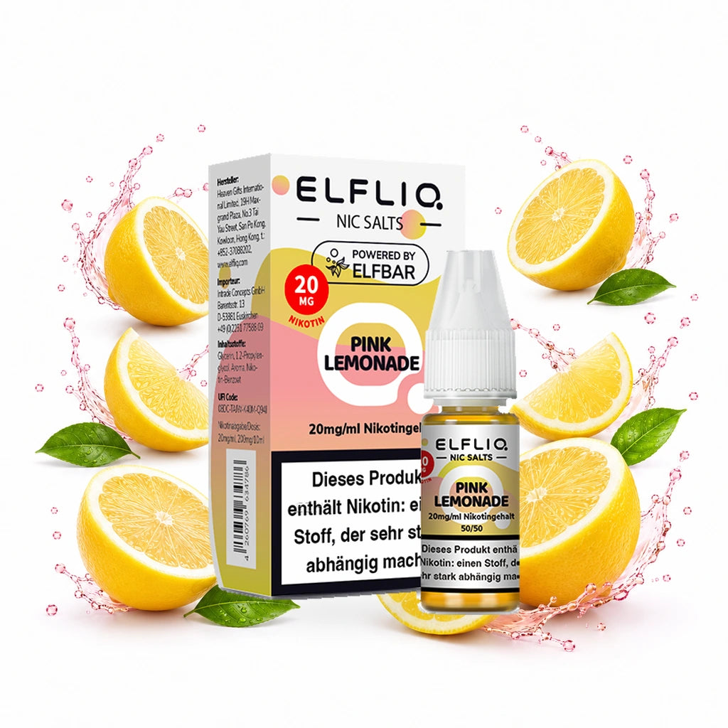 ELFBAR ELFLIQ Pink Lemonade 20 mg/ml – Verpackung und 10-ml-Flasche
