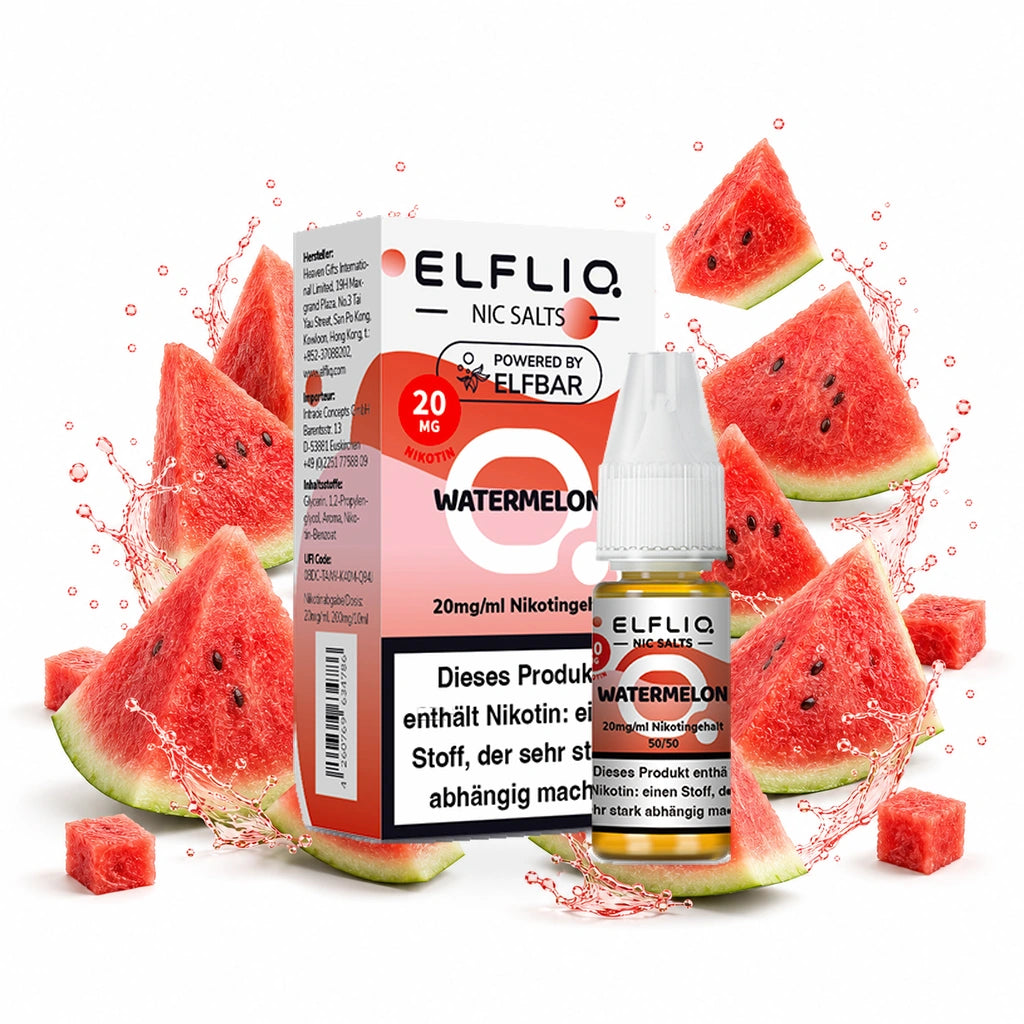 ELFBAR ELFLIQ Watermelon 20 mg/ml – Verpackung und 10-ml-Flasche