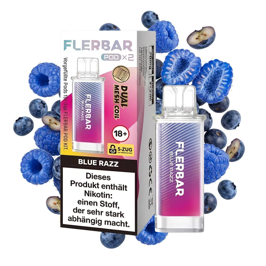 FLERBAR Pod X2 – Blue Razz – 20 mg/ml – 2er-Pack