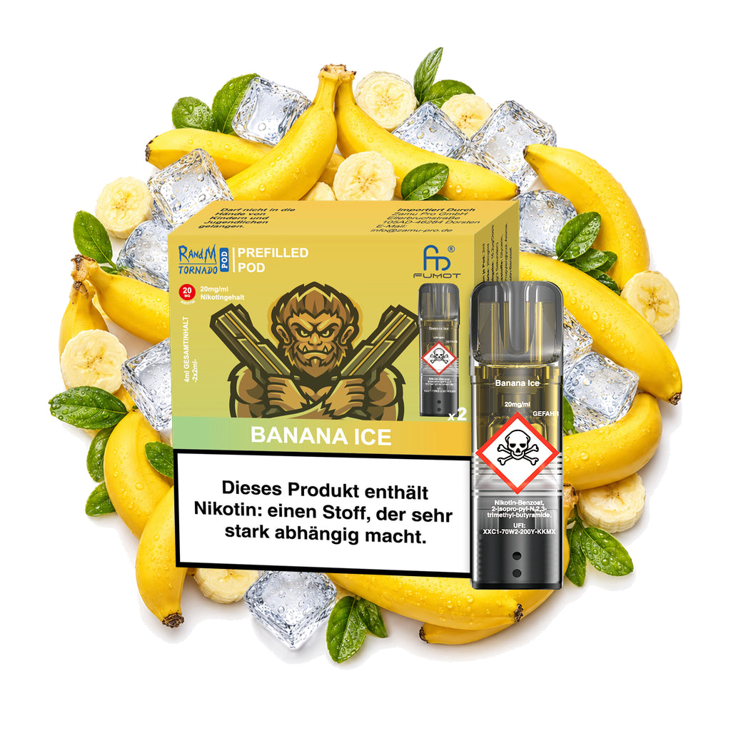 RandM Tornado Prefilled Pod – Banana Ice – 20 mg/ml – 2er-Pack