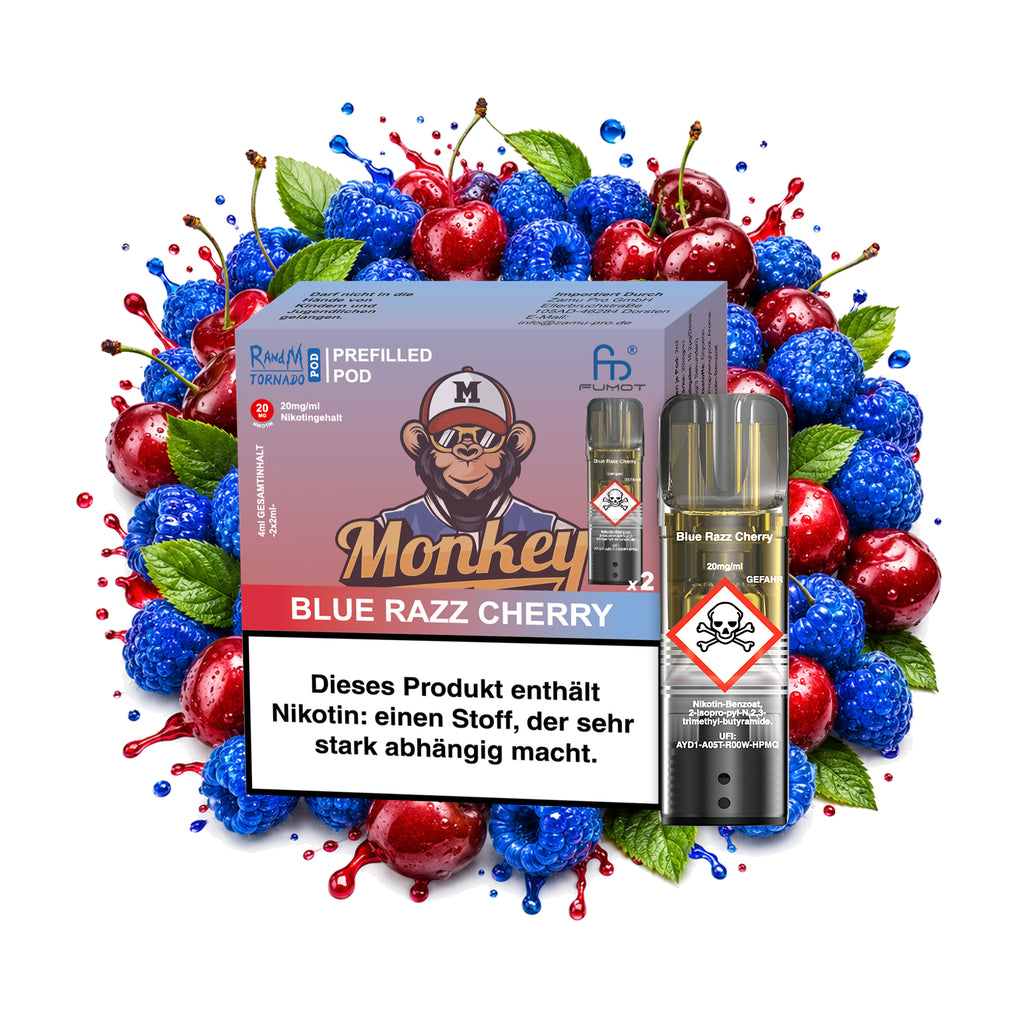 RandM Tornado Prefilled Pod – Blue Razz Cherry – 20 mg/ml – 2er-Pack