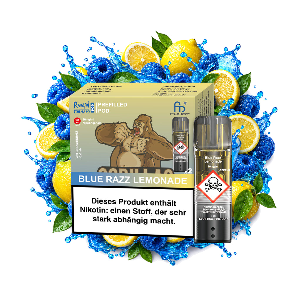 RandM Tornado Prefilled Pod – Blue Razz Lemonade – 20 mg/ml – 2er-Pack