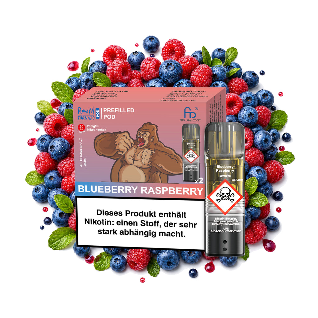 RandM Tornado Prefilled Pod – Blueberry Raspberry – 20 mg/ml – 2er-Pack