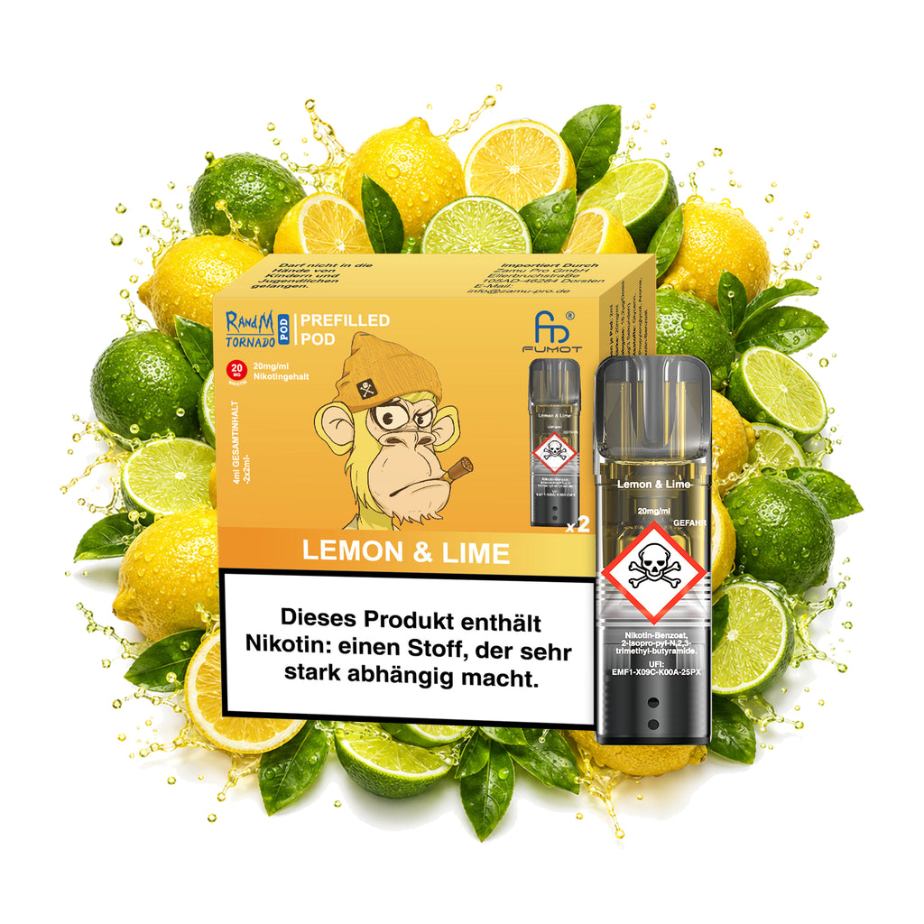 RandM Tornado Prefilled Pod – Lemon & Lime – 20 mg/ml – 2er-Pack
